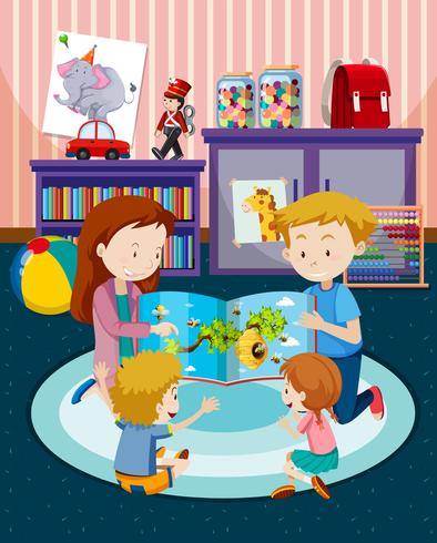 Parents reading children a book - Download Free Vector Art, Stock Graphics & Images