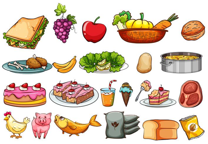 Food and ingredients set vector