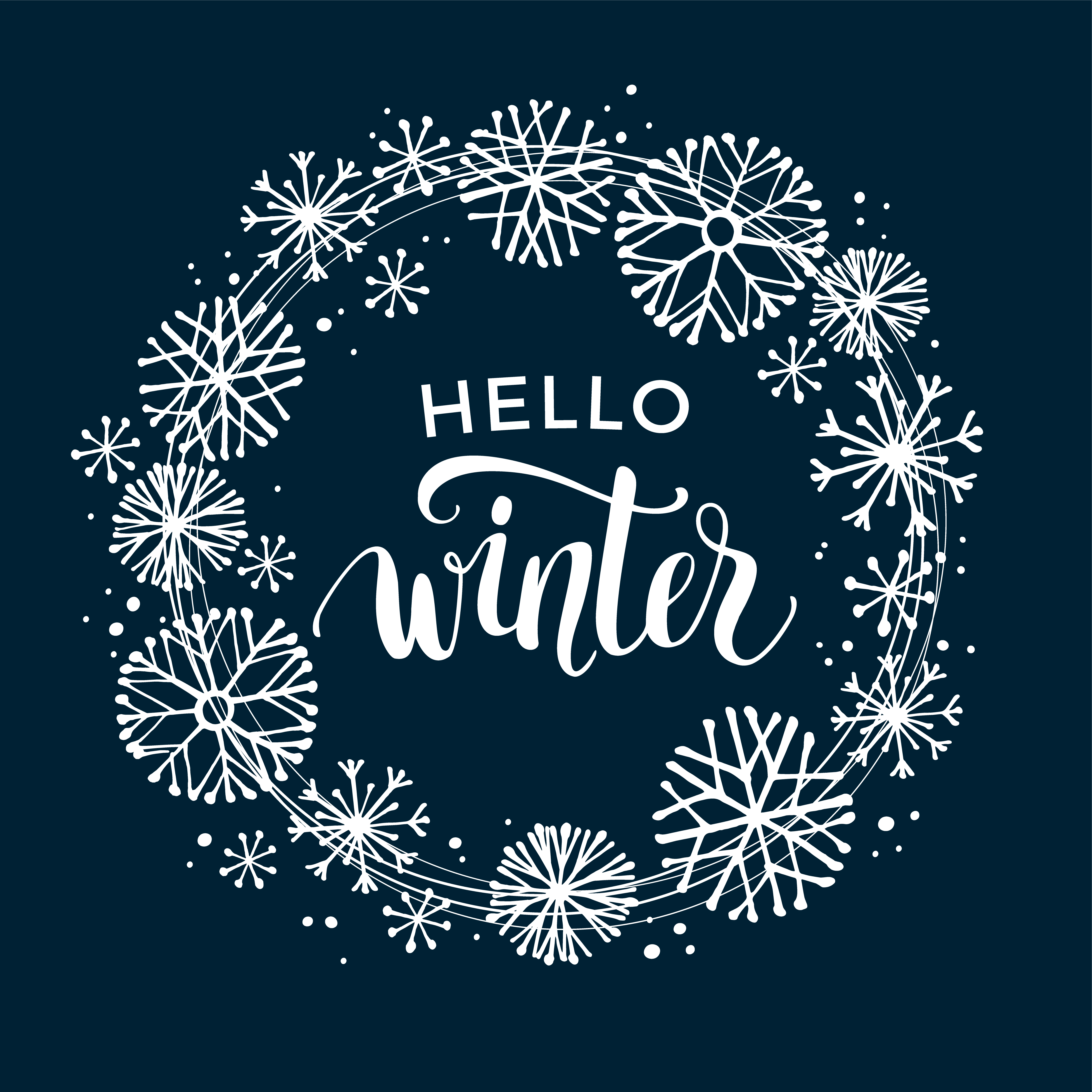 Download Winter lettering design on snow background with hand drawn snowflake frame. 298981 Vector Art at ...