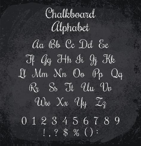 Vector illustration of chalked alphabet. Imitation texture of chalk