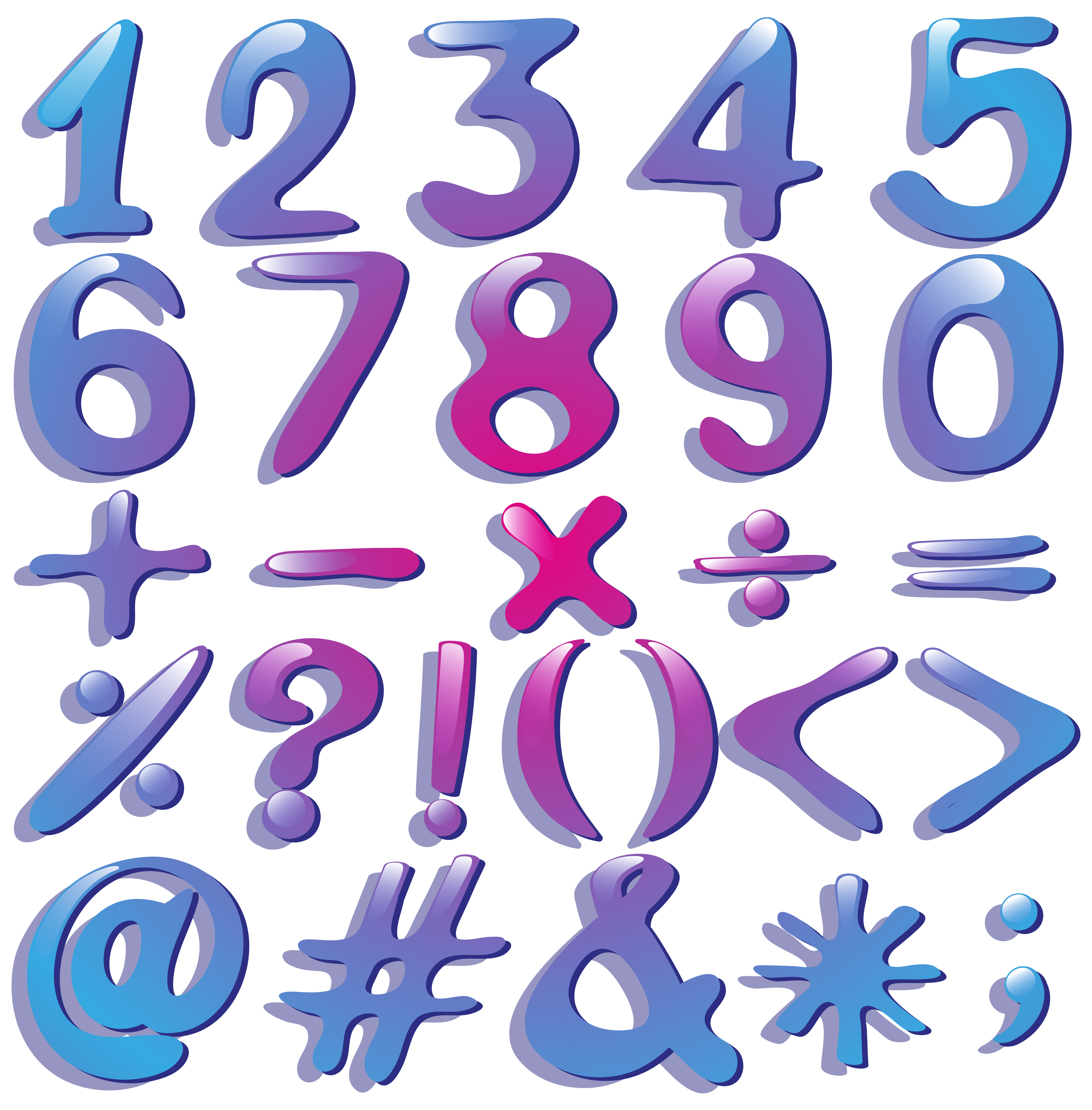 Numbers in violet shades 299003 Vector Art at Vecteezy
