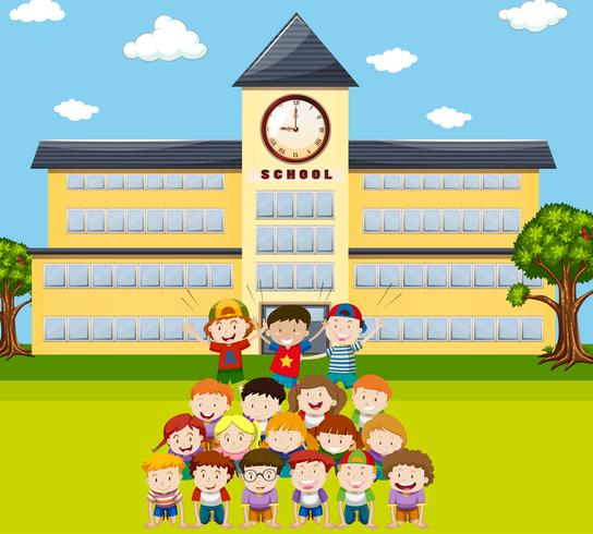 Children do human pyramid at school - Download Free Vector Art, Stock Graphics & Images