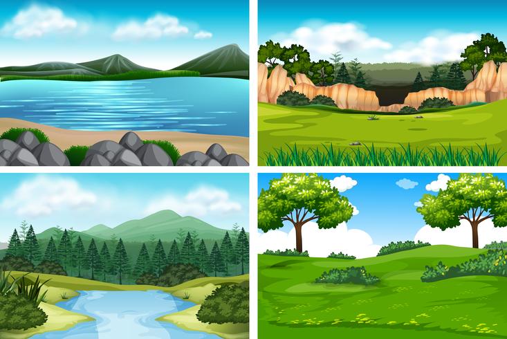 Set of nature landscape vector