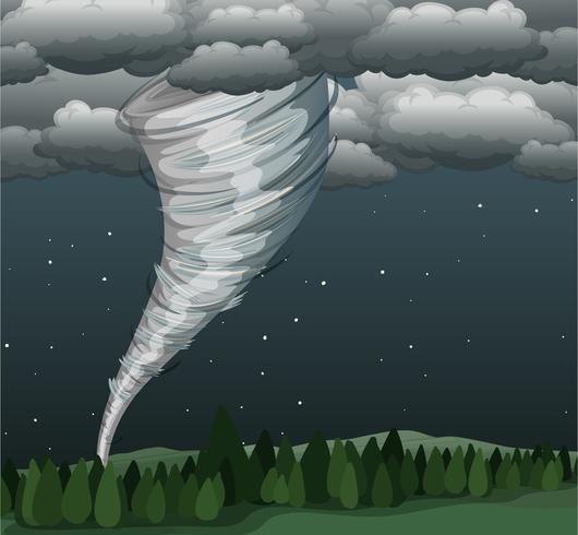 Tornado en escena paisaje vector