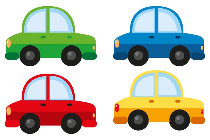 Coches en cuatro colores diferentes. vector