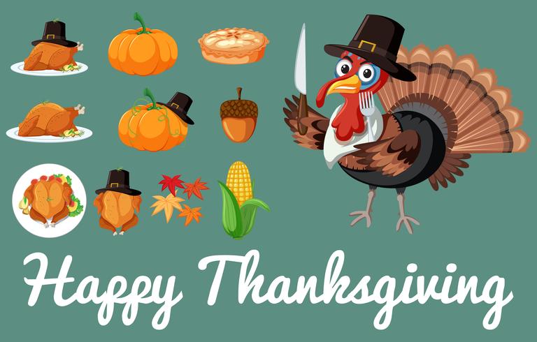 Set of thanksgiving food vector