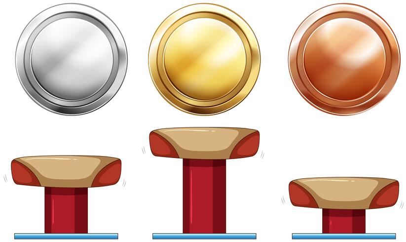 Three medals for balance beam vector