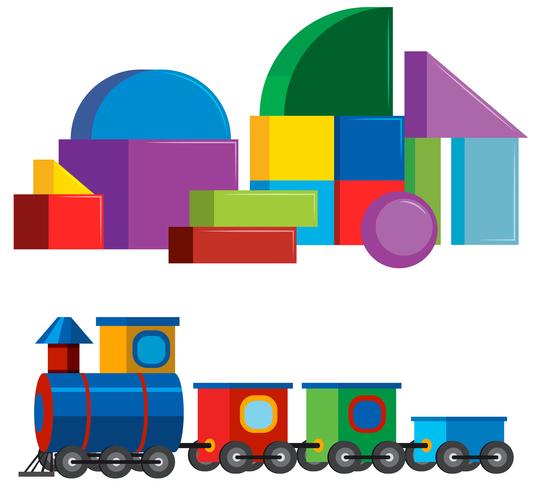 Colourful Children Toys on White Background vector