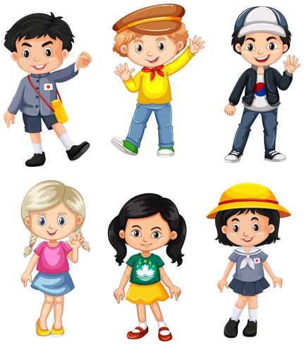 Boys and girls from different countries vector