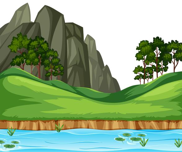 Nature river landscape background vector