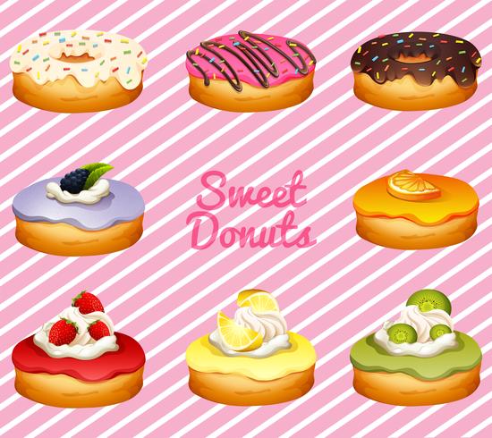 Donuts in different flavor vector