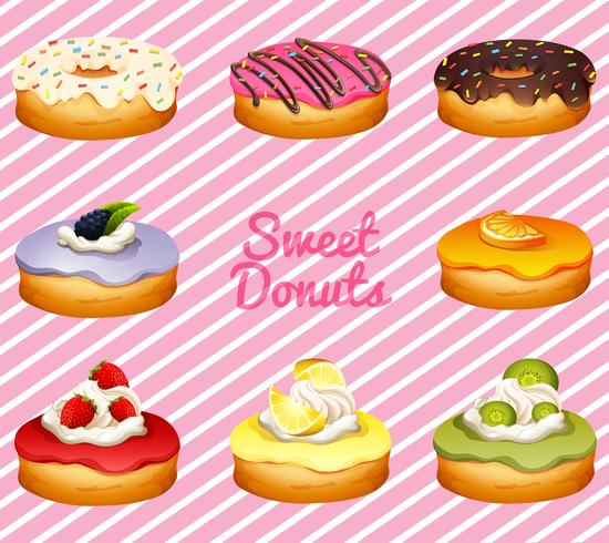 Donuts en sabor diferente vector