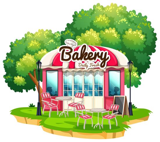 Bakery shop with dining tables vector