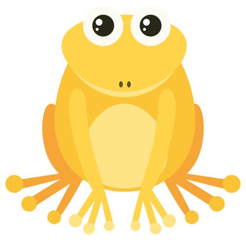 Rana amarilla con cara feliz. vector