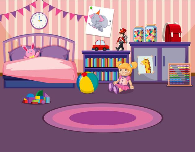 Young girls bedroom interior vector