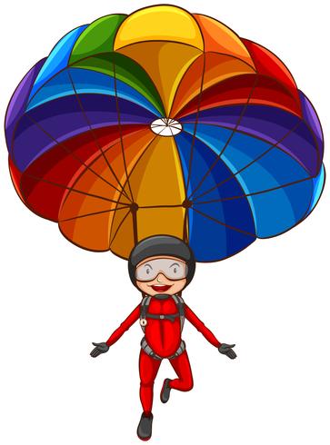 A simple sketch of a girl with a parachute vector