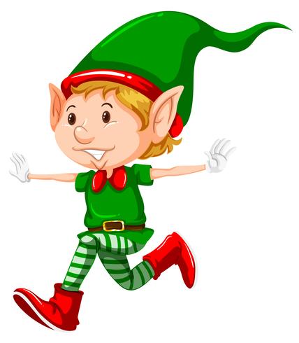 Feliz navidad duende corriendo vector