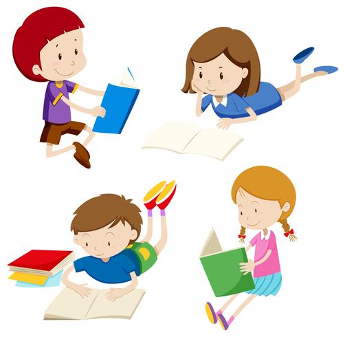 A Set of Children Reading Book - Download Free Vector Art, Stock Graphics & Images