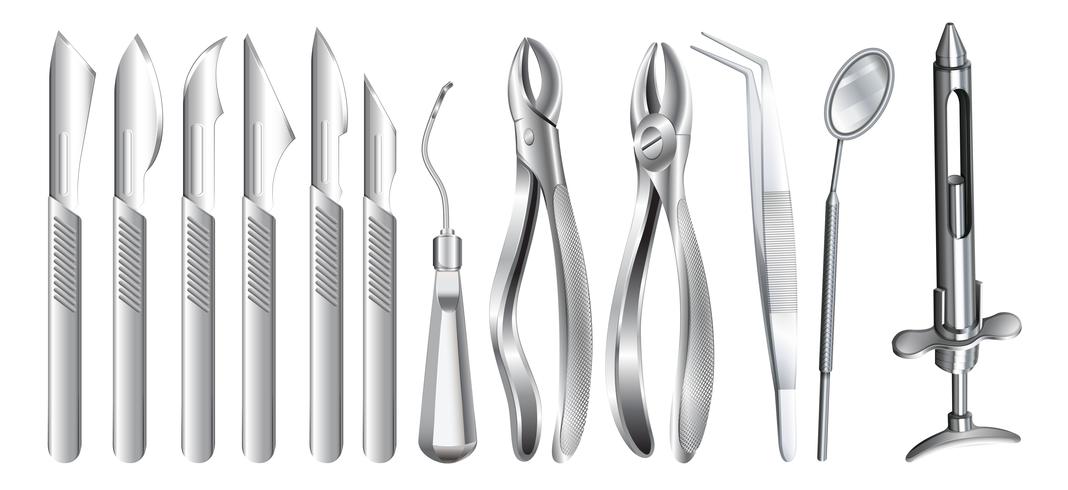 Surgery equipment on white vector