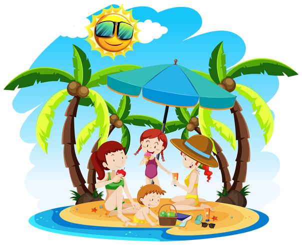 Una familia en vacaciones de verano vector