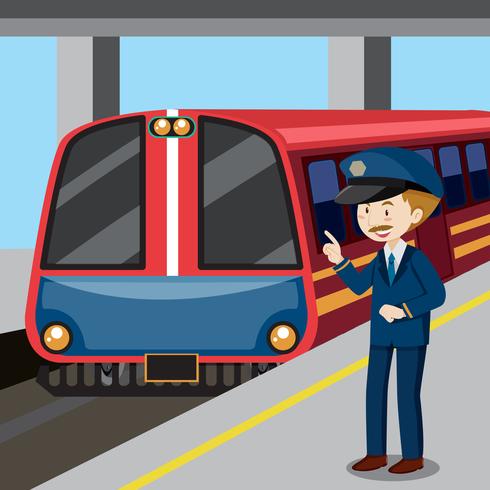 Conductor de tren y tren vector