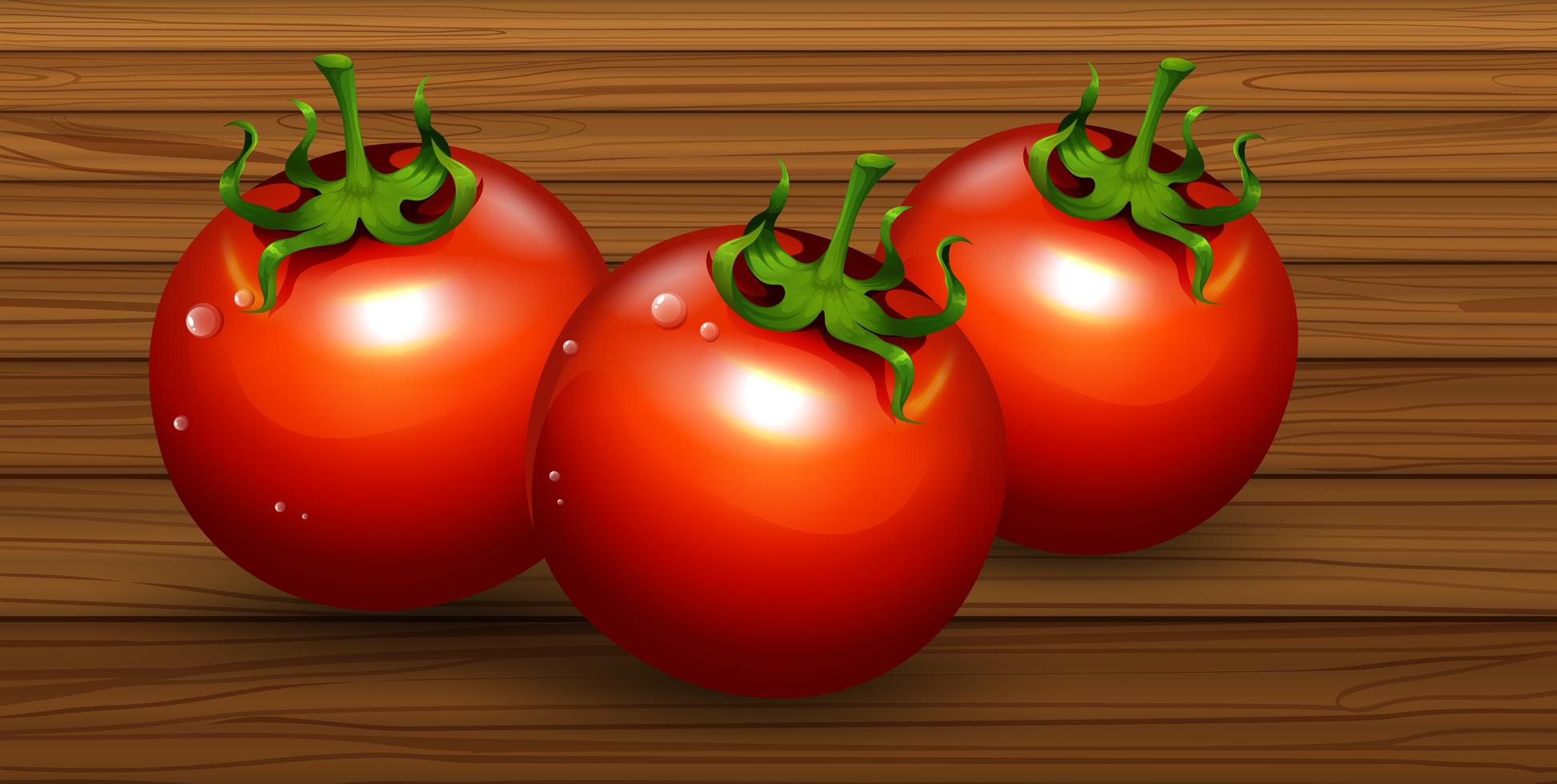 A Fresh Organic Tomato on Wooden Background 299210 Vector Art at Vecteezy