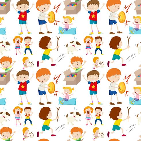 Diseño de fondo transparente con niños jugando vector