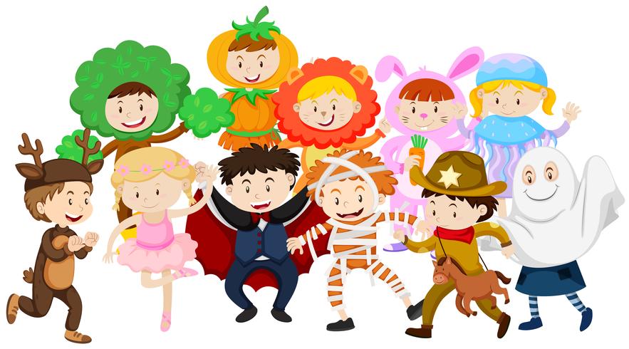 Kids dressing up in different costumes 299228 Vector Art at Vecteezy