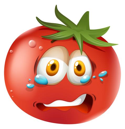 Crying face on tomato vector