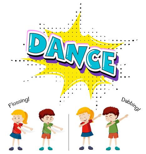 Children with different dance move vector