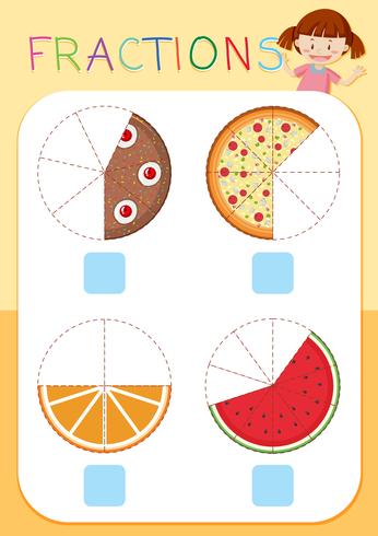Set of cake fractions vector