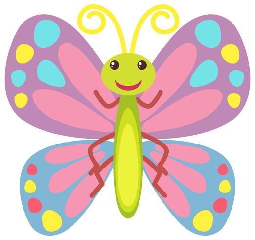 Colorful butterfly with happy face vector