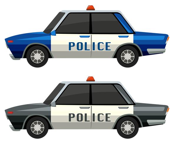 Coches de policía en dos colores diferentes. vector