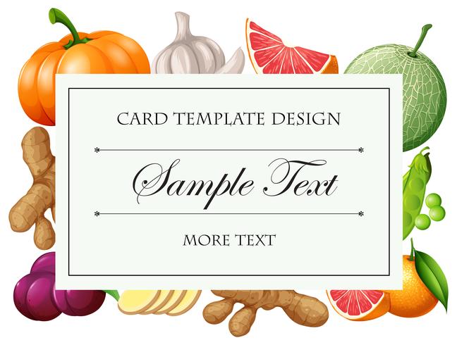 Card template with vegetables and fruits vector