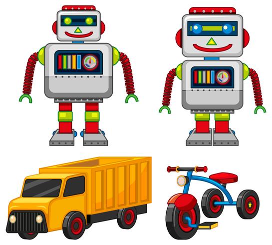 Robots y vehículos de juguete. vector