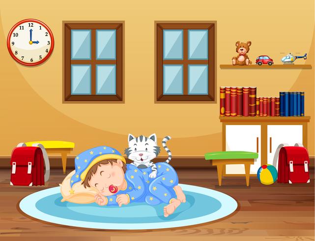 A Baby Sleeping Time at Home vector