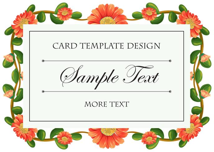 Card template with calendula flowers frame vector