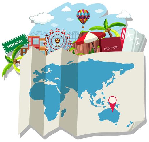 Isolated map and location  vector