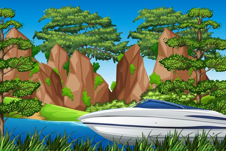 A speedboat in the nature vector