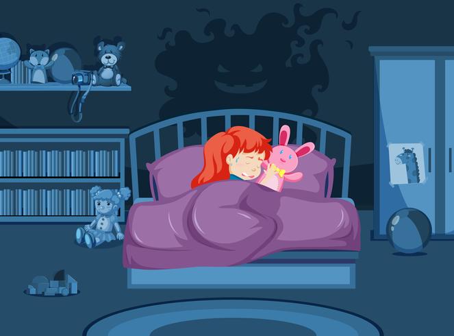 A girl having a nightmare vector
