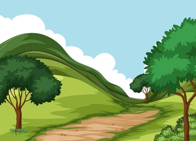 Hermoso paisaje de naturaleza verde. vector