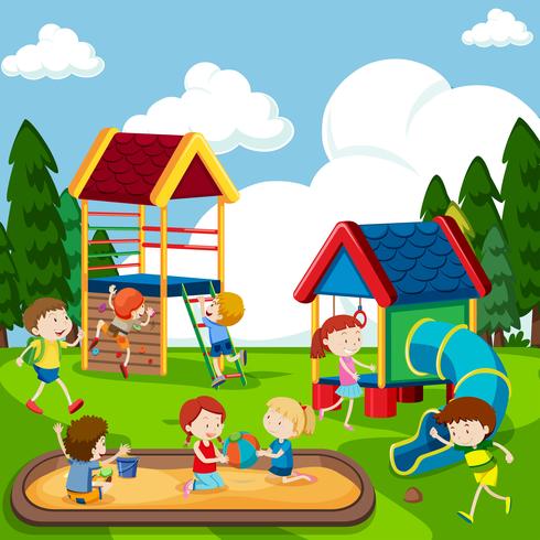 Children playing on playground vector