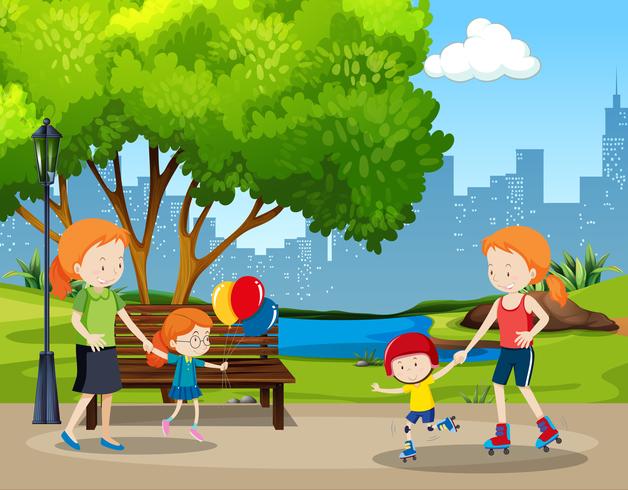 People in outdoor park vector