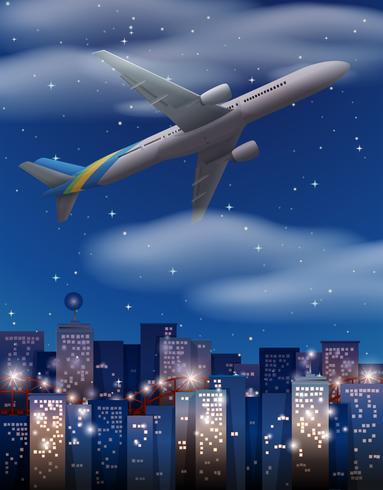 Airplane flying over buildings in city - Download Free Vector Art, Stock Graphics & Images