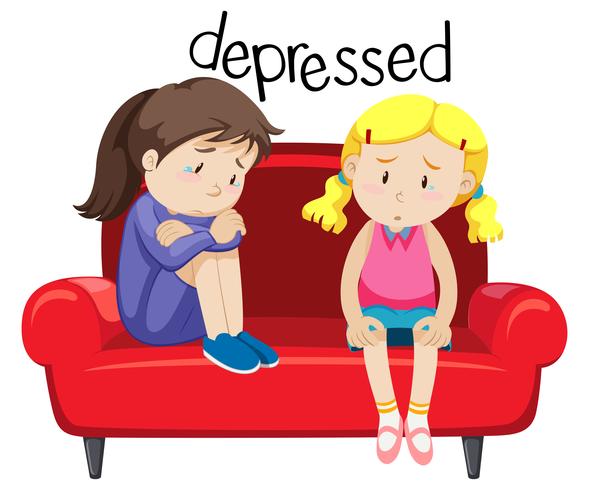 Two girls is depressing vector