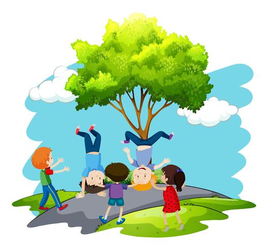 Kids are Playing in Nature vector