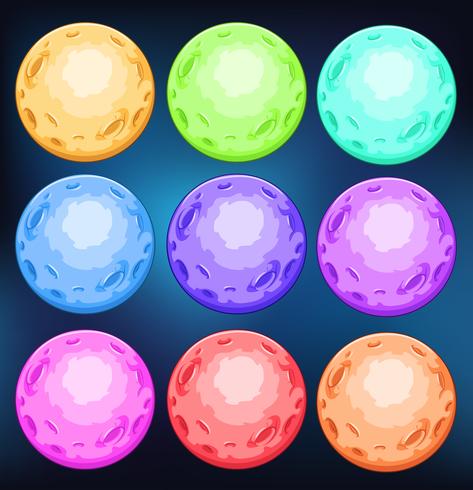 Group of colourful planets vector