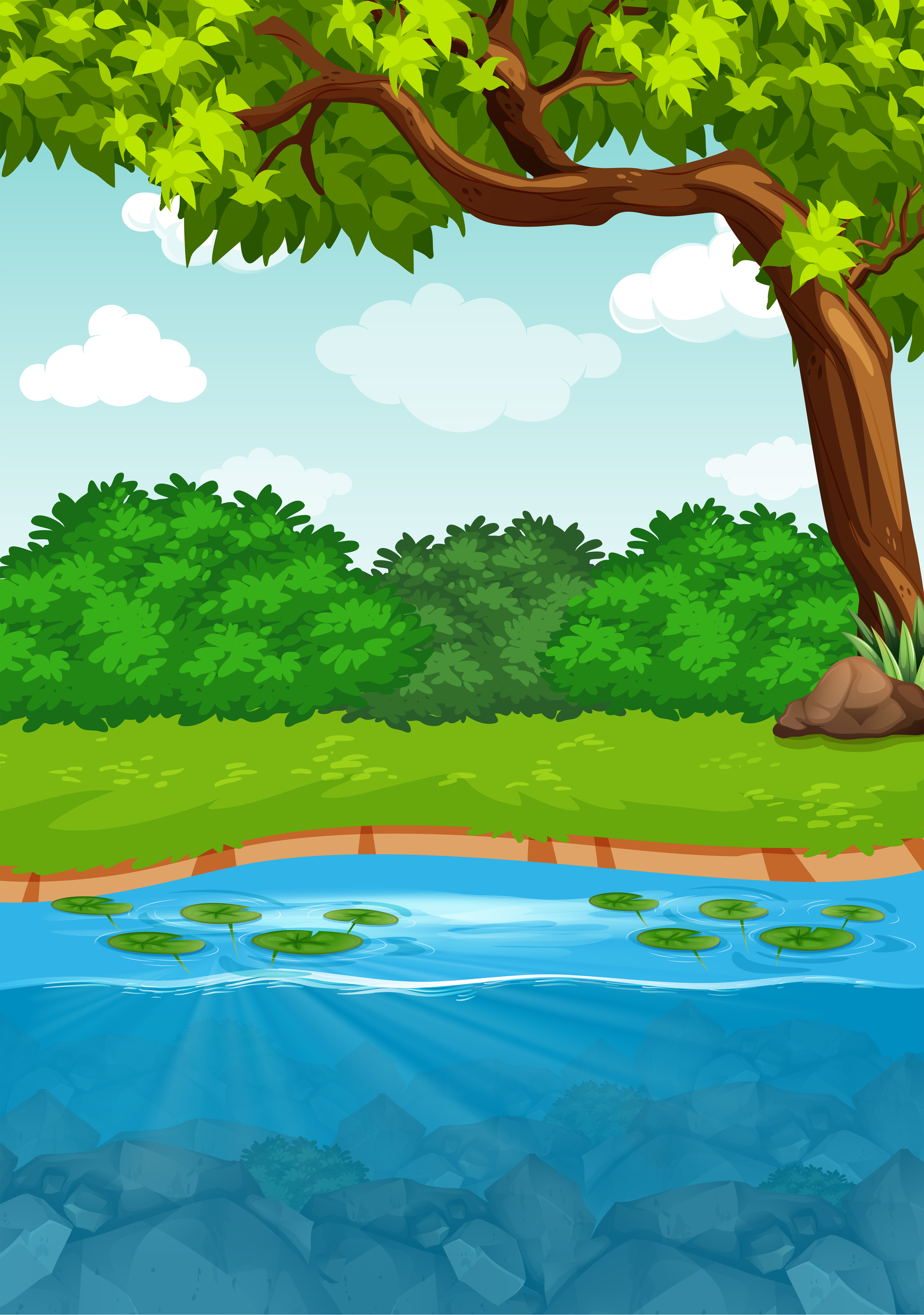 A river side landscape 299430 Vector Art at Vecteezy