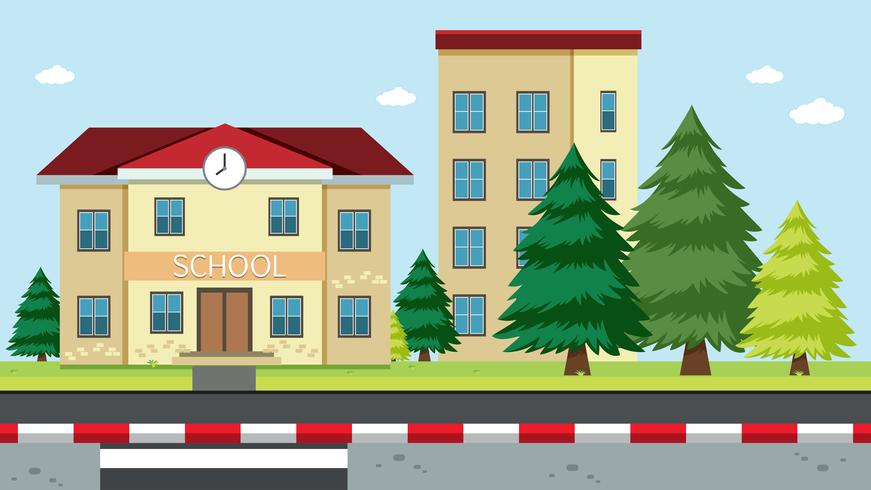 A School Building Scene vector