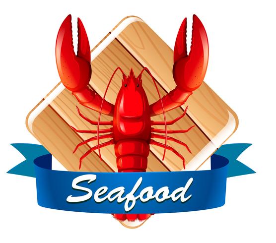 Lobster on seafood icon vector